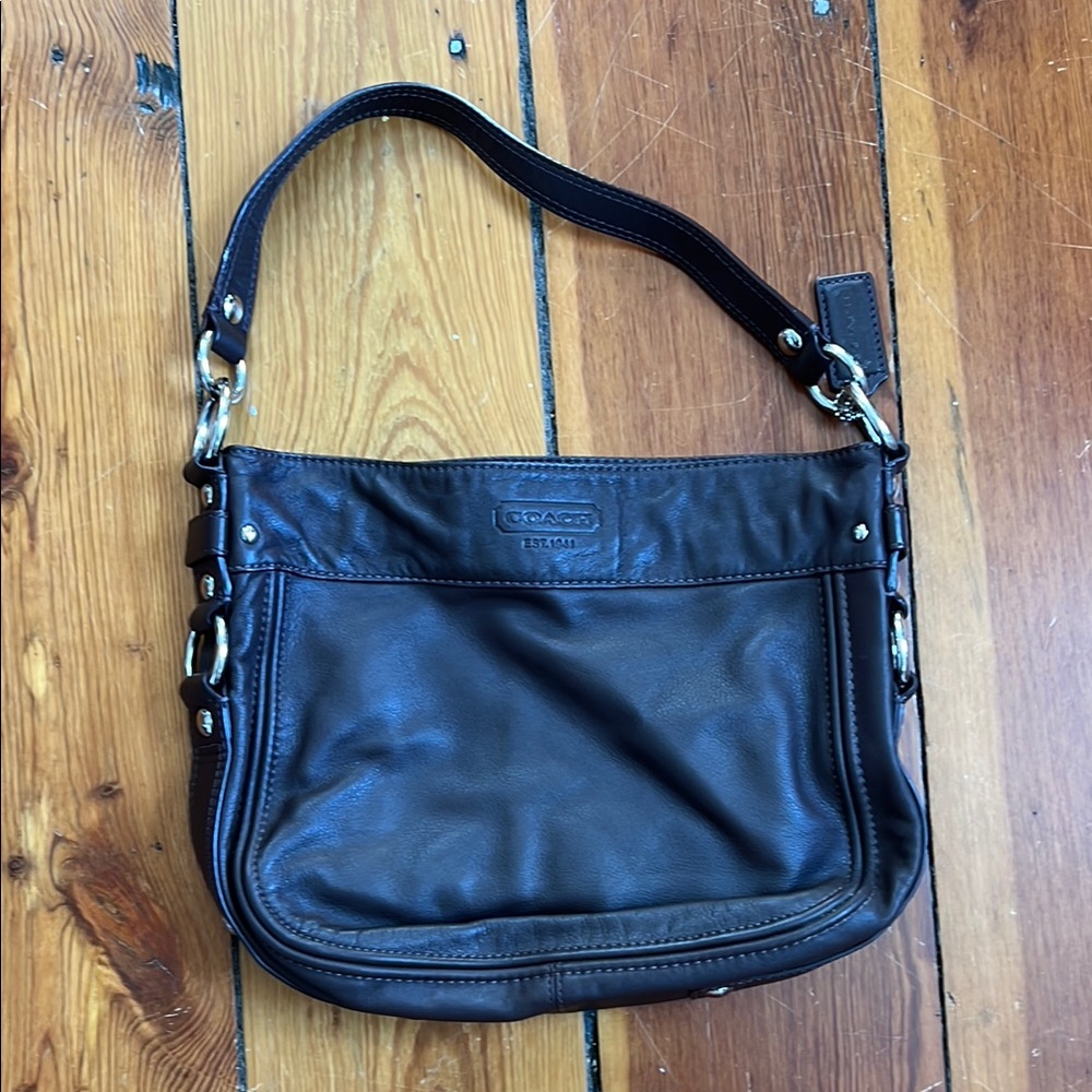 Vintage Coach Dark Brown Leather Shoulder Bag
